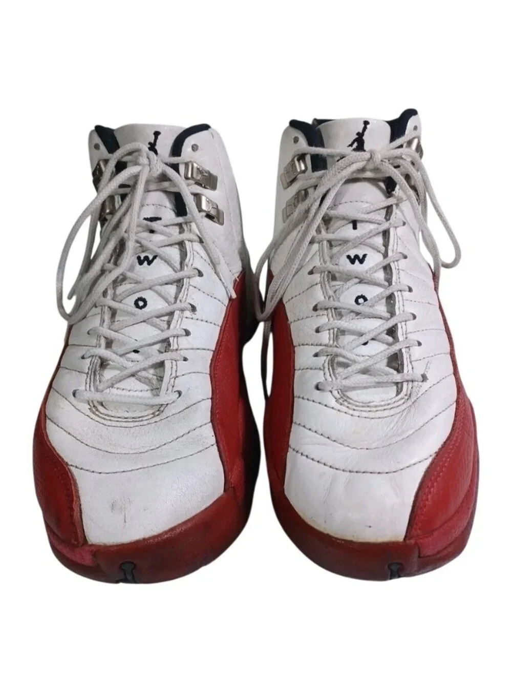 Men's Size 8.5 Air Jordan 12 Retro Cherry Red White Leather Basketball Sneakers